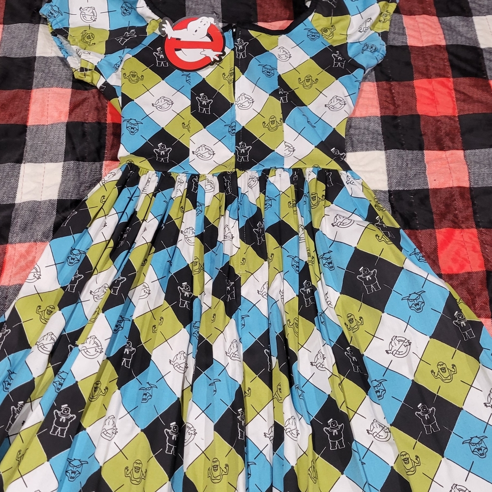 💙🤍NWT Vixen By Micheline Pitt Ghostbusters Swing Dress Pinup Dress 💚🖤 - Picture 9 of 10